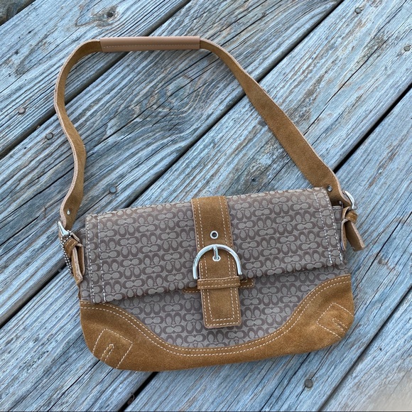 Coach Handbags - Coach Small Tan Signature Purse